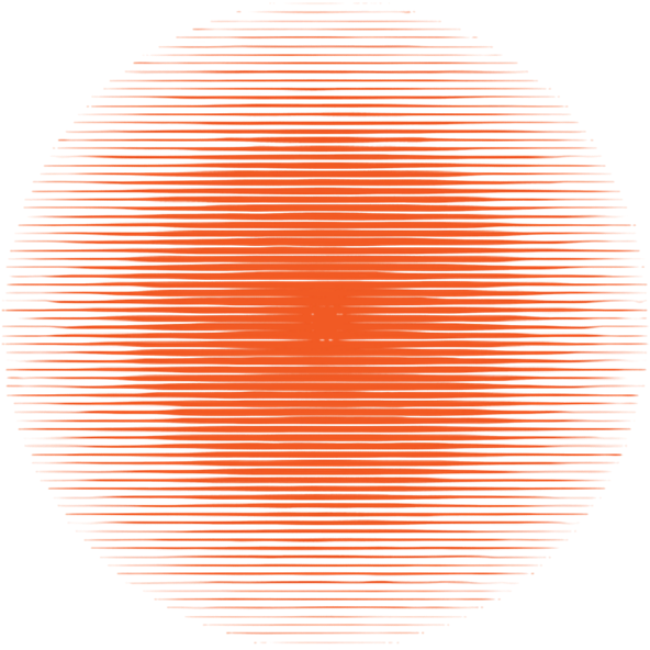 Radiating horizontal orange coloured sun rays confined to a circle