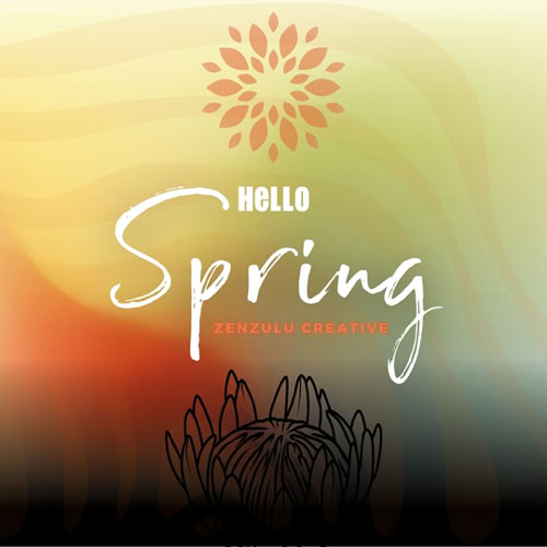Instagram post - "Hello Spring" text with floral design on a gradient background.