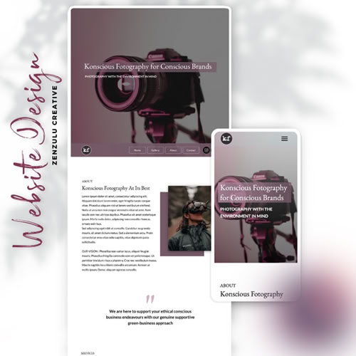 Instagram post - A website design mockup featuring a camera image with text overlay, displayed on both a tablet and smartphone screen. 